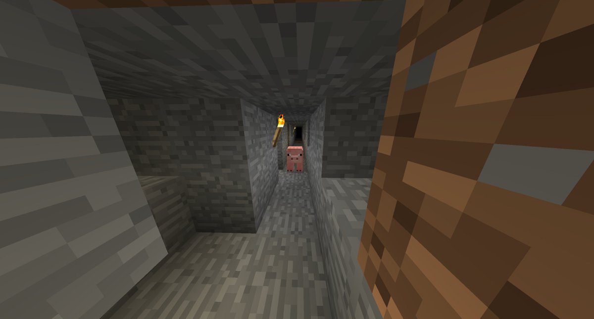 Kiwi_ElPanda's tweet photo. Uno de los cerdos ha salido minero, pero como yo es incapaz de encontrar diamantes en Minecraft... https://t.co/veZo2jMbbi