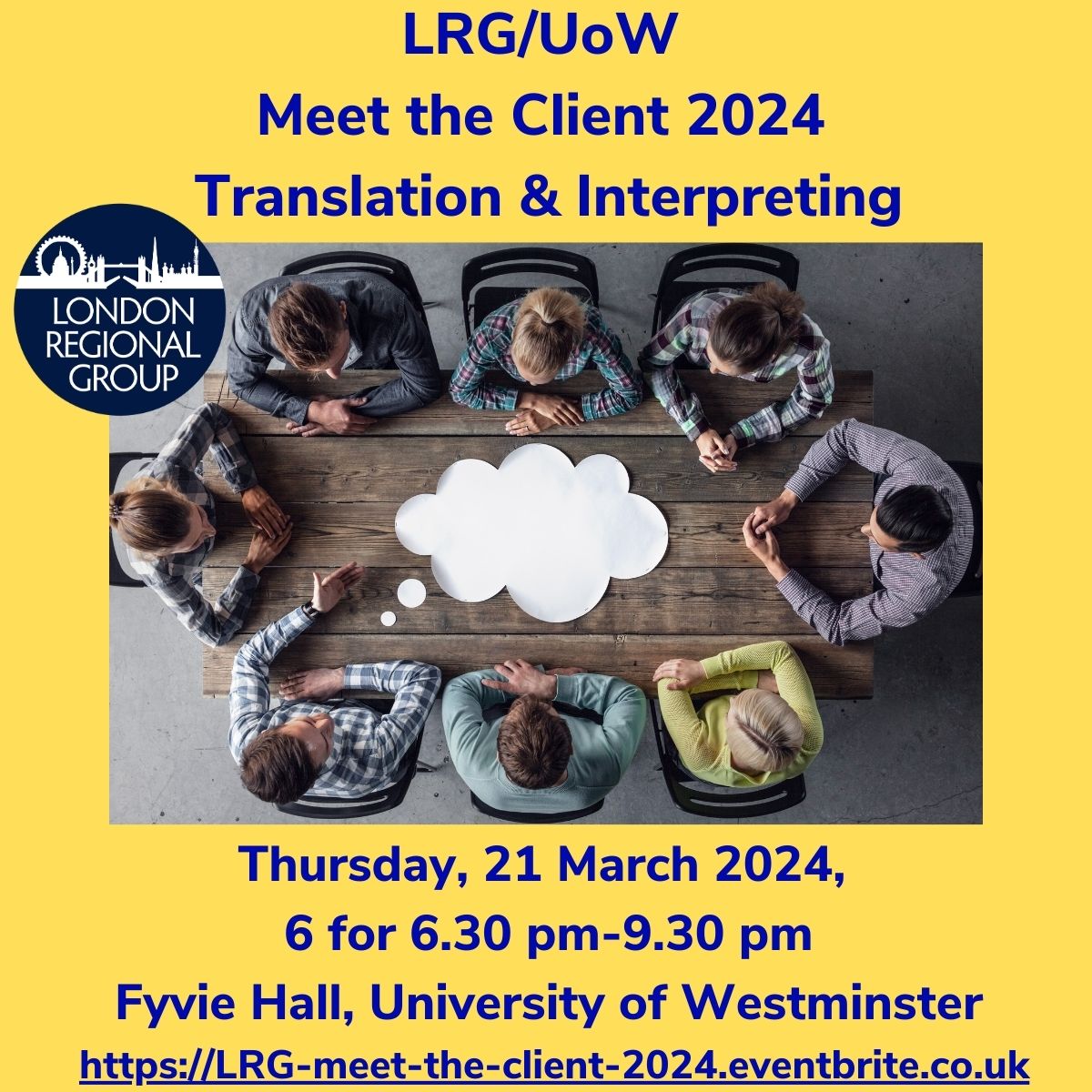 Our annual ‘Meet the Client’ event returns to the University of Westminster, on Thursday, 21 March 2024.
After initial presentations from the panel and a Q&amp;A session, the speakers will talk to small groups of participants.

To book: …meet-the-client-2024.eventbrite.co.uk
