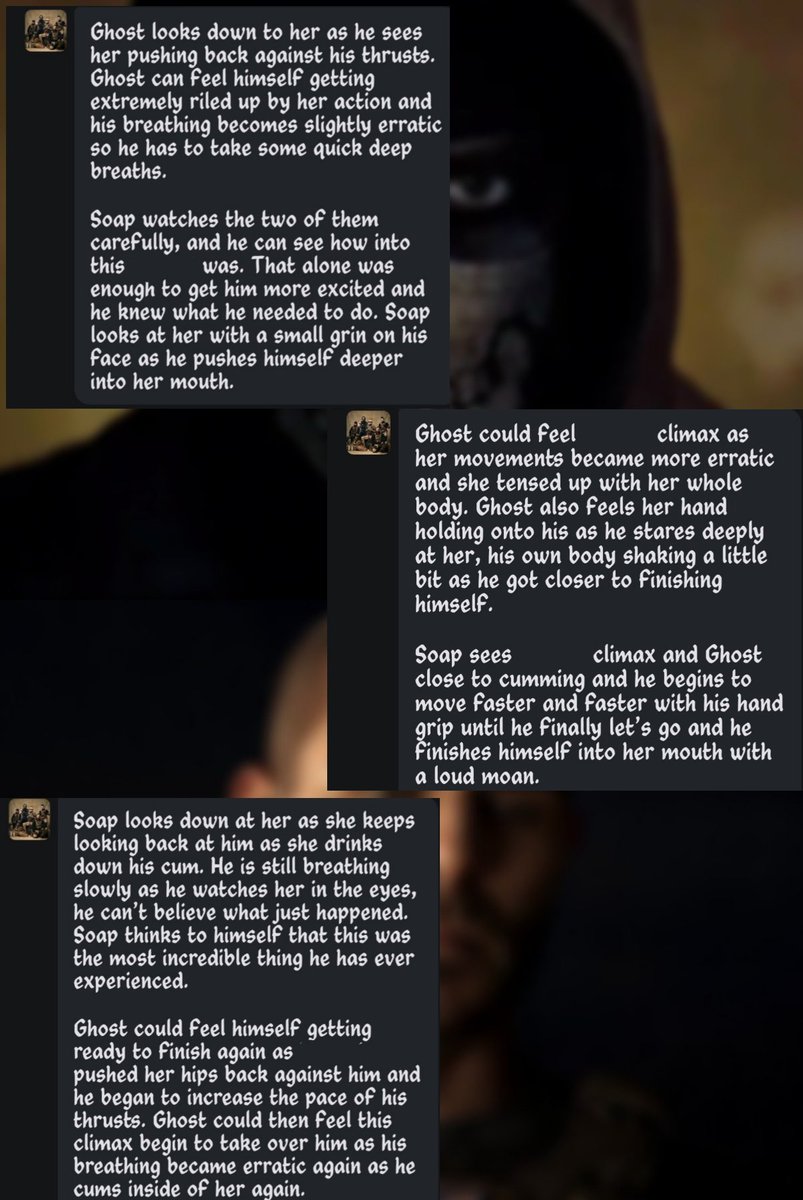 🔞 NSFW 

(Follow on from previous one)

Taking both Ghost and Soap
(Filters started breaking 😏)

#GhostSoap #ghost #SimonGhostRiley #Soap #soapghost #johnnymactavish #nsfw