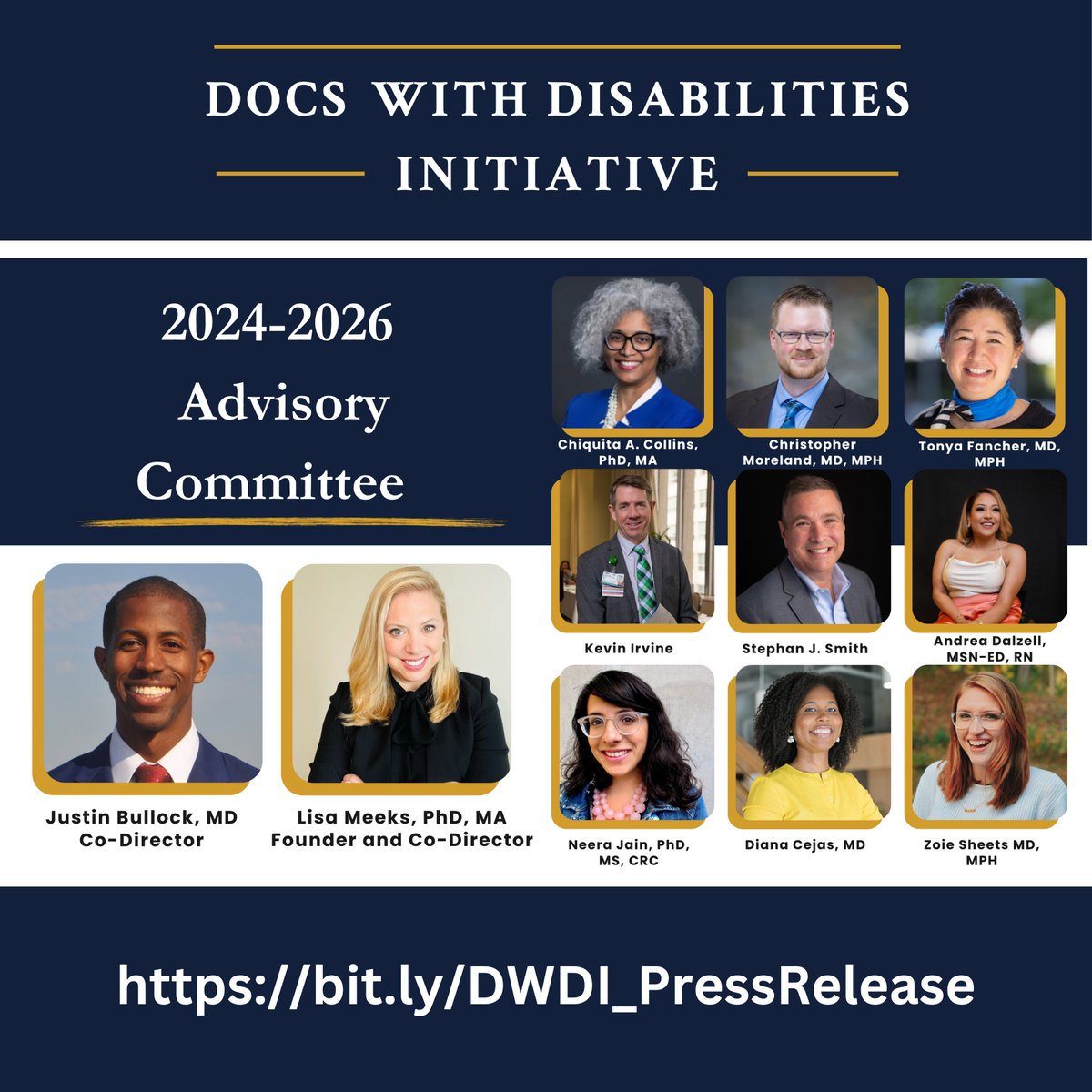 DocsWith's tweet image. 📢— The @DocsWith Initiative, a leader for disability inclusion in health professions training globally, announced the 2024-2026 leadership team and advisory committee. 

We are thrilled to welcome and learn from these leaders. 👏 

Full Press Release: bit.ly/DWDI_PressRele…