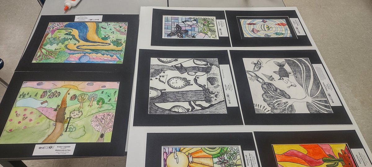 VKrozek's tweet photo. Getting artwork ready for the Oakland Schools Show @LarsonMS https://t.co/BsLLRk2Iss