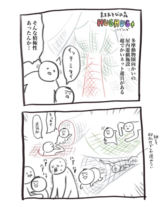 追加の育児漫画です
京王あそびの森HUGHUGというところに行ってきました 