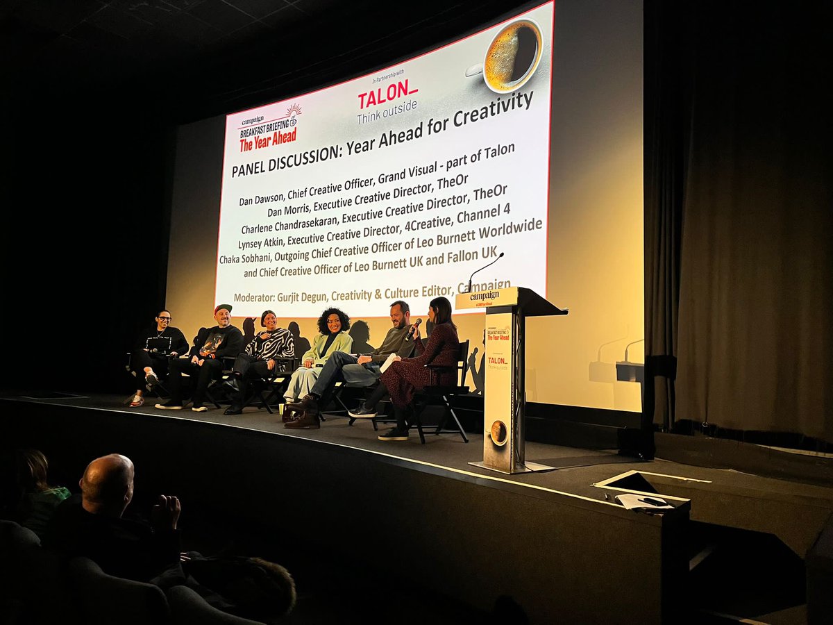 Mega creative panel with Chaka Sobhani, Dan Morris, @lynseylynsey, Charlene Chandrasearan and Dan Dawson, stewarded by @gurjitdegun 
“Taste is our currency”
<a href="/LeoBurnett/">Leo Burnett</a> @DDB_Worldwide <a href="/4creative/">4creative</a> <a href="/GrandVisual/">Grand Visual</a> <a href="/TalonOOH/">Talon</a>