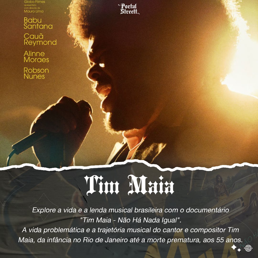 PortalStreett's tweet photo. Descubra os altos e baixos da vida de Tim Maia, interpretado por um elenco excepcional, revelando seu legado imortal.
Com entrevistas exclusivas, imagens raras e uma trilha sonora que ecoa sua genialidade, o documentário oferece uma visão íntima da vida deste artista inesquecível https://t.co/svR6XYclwE