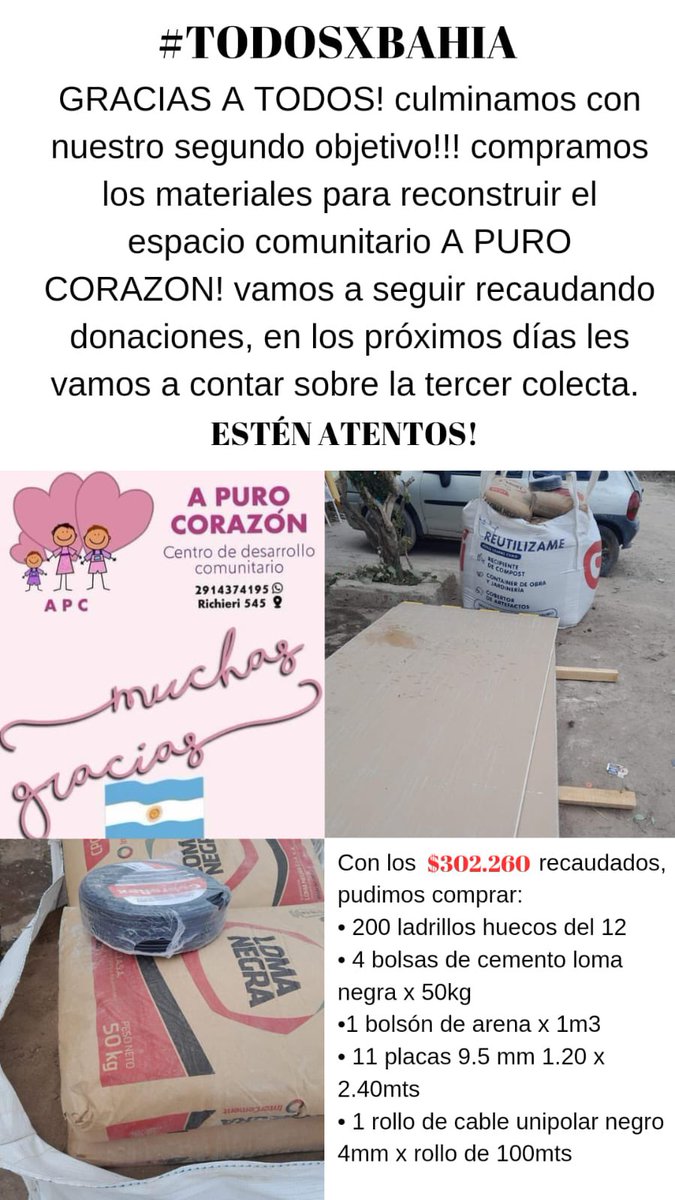 guilloxa's tweet photo. Gracias a todos por ayudar a lograr finalizar con éxito la segunda colecta! Vamos a seguir! Pronto novedades! No puedo estar más feliz! Gracias a todos! Se agradece RT! #TodosxBahia #BahiaBlanca https://t.co/M60JC0Yhwi