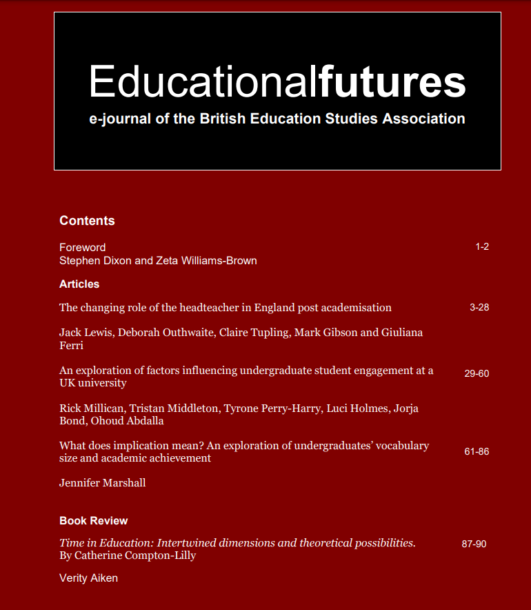 Like buses! 3rd article published today @BESANews Co-constructed research with students @uniofglos 'An exploration of .... undergraduate student engagement ...' educationstudies.org.uk/journal/ef/vol…