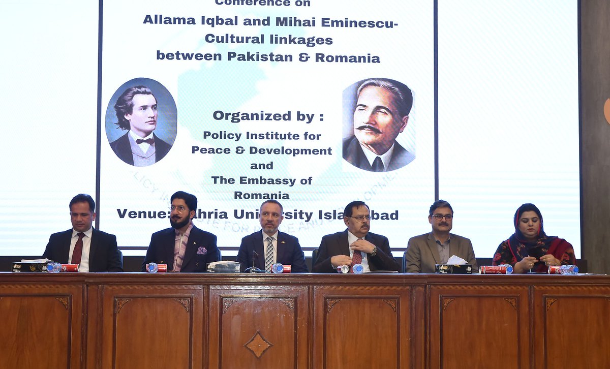 On January 8, 2024, the Embassy of Romania in Islamabad organized a conference on Mihai Eminescu and Allama Iqbal's poetry, in cooperation with PIPD and Bahria University, in celebration of Romanian Culture Day and Eminescu Day.