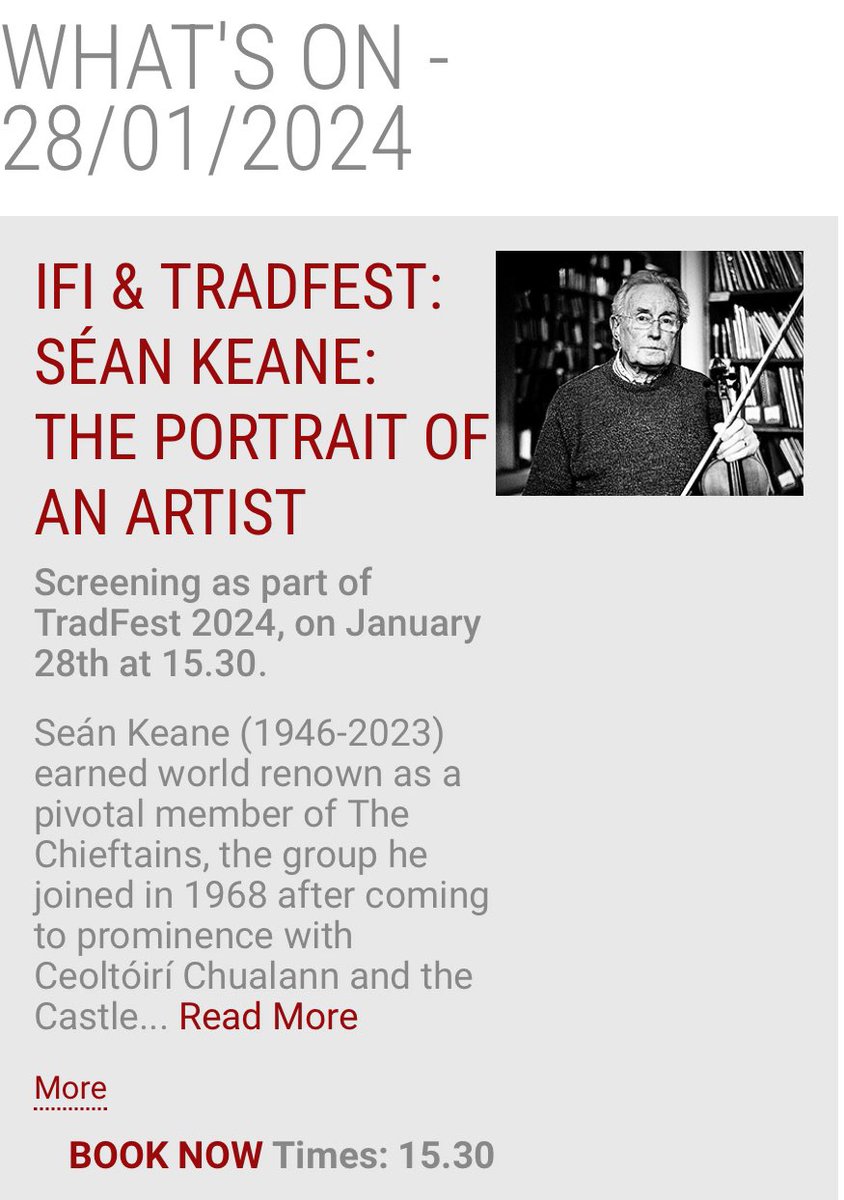 SeanPotts3's tweet photo. Worth seeing @ITMADublin tribute to one of the great Irish artists who we sadly lost last year at the @IFI_Dub on Sunday Jan 28 https://t.co/GEqZnxguKn