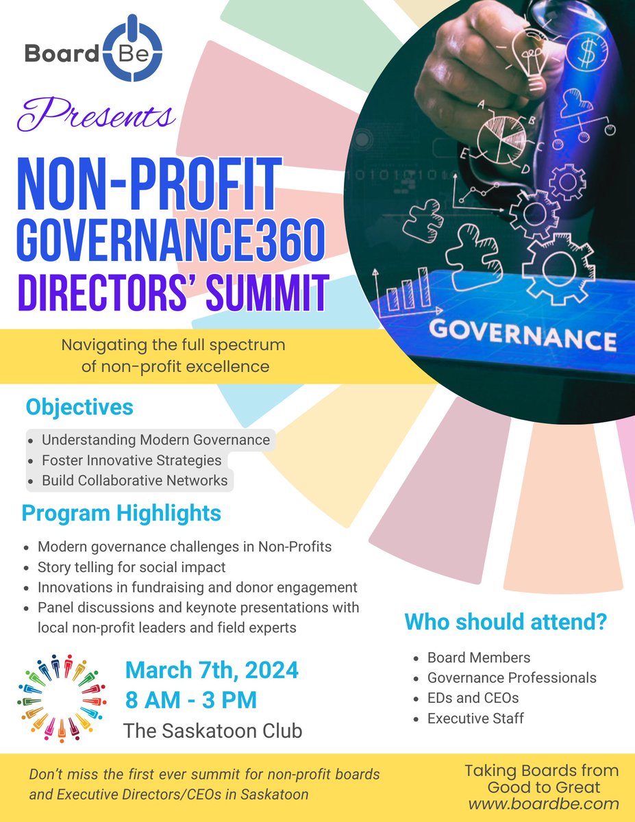 🥁 Drumroll please! 

We are thrilled to announce Governance360 Directors’ Summit for Nonprofit Leaders. 

Save the date! 📆 March 7th, 2024. 

Registration opens January 11th.