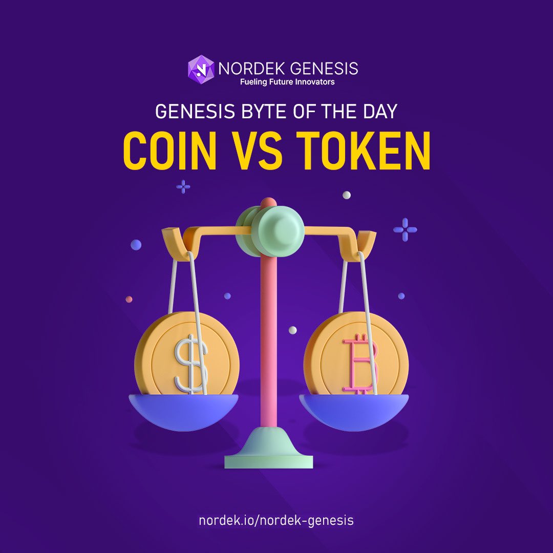 0xLadyBacteria's tweet photo. 🌐 Nordek Byte of the Day 🚀
Today's topic: Coin vs Token 🤔💰
Ever wondered about the difference between coins and tokens in the crypto world? Let's dive a bit deeper:
#ByteofTheDay #NordekGenesis https://t.co/c6CAxFGnQk