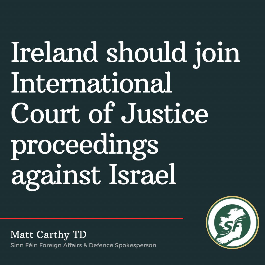 SFIntDept's tweet photo. @mattcarthy has described as unacceptable the refusal of the Irish government to join South Africa in proceedings against Israel at the International Court of Justice. 

👉 https://t.co/ihnXTHurzX https://t.co/paOjsSANE3