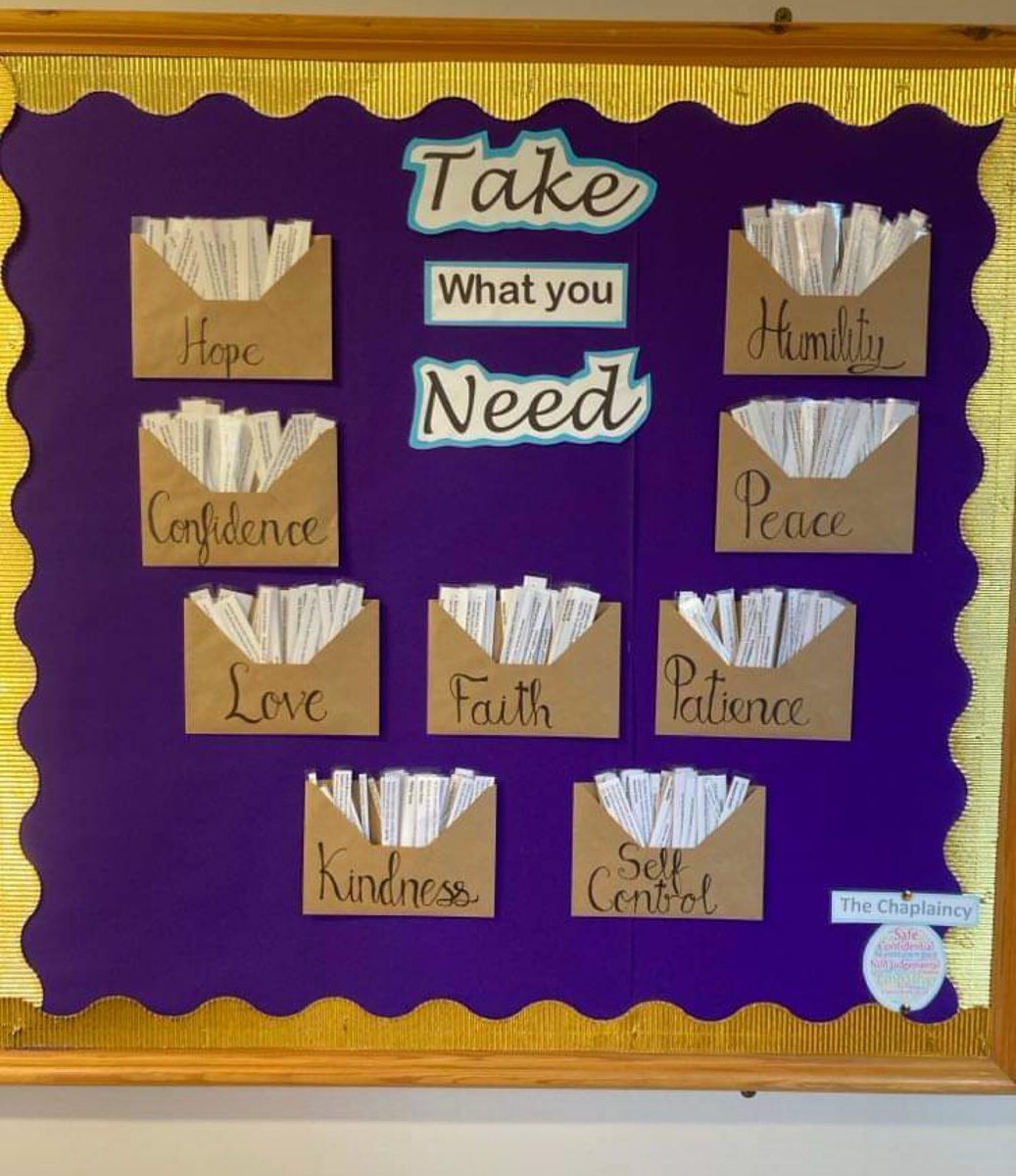 Chaplaincy board for the new school term - envelopes full of words of wisdom and encouragement #stswithunsgirls #stswithunsitswhoweare #caritas #sinceritas