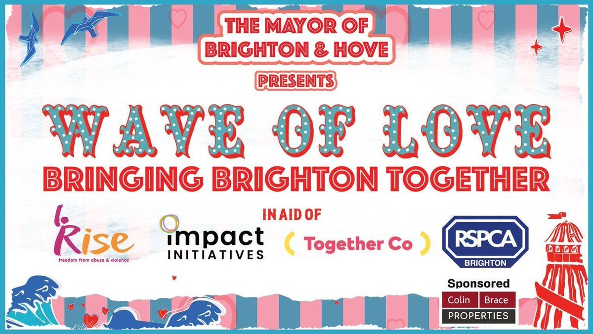 Impactsussex's tweet photo. Join us and the Mayor of Brighton and Hove @HelloTogetherCo @riseuk @RSPCABrighton at @BTNPalacePier on February 15th for an evening of FUNdraising at the Wave of Love - Bringing Brighton Together! 🤩

🎟️ For more info or to Book your tickets https://t.co/Y6bnYUt8jc https://t.co/fmFXi6aH8f
