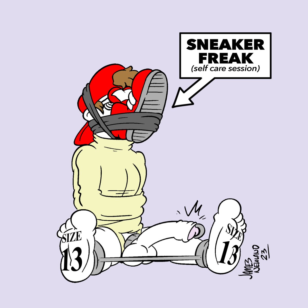 SpacePupSilver's tweet photo. Concept: Writing your shoe size on the soles of your feet to flag what a Sasquatch you are. https://t.co/bQXKNUNRPM