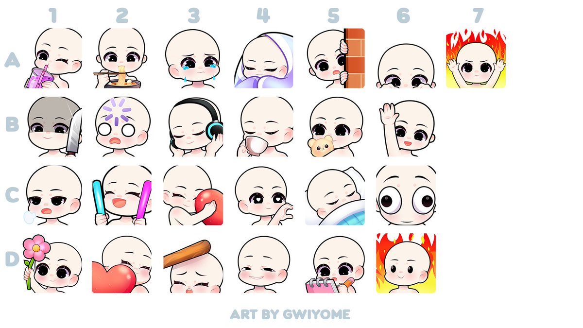Gwiyome's tweet photo. ♡ 1 Emote 10$ 
♡ 2 Emotes or more 8$ Each
♡ Payment via PayPal
 #vtuber #twitchemotes https://t.co/v4sEFWEfJd