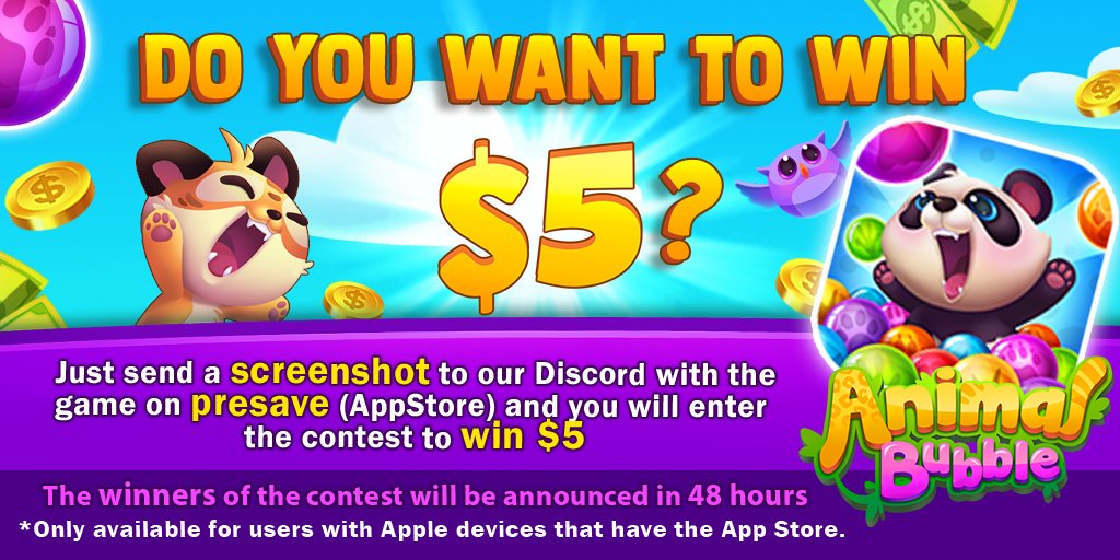 eGoGames_'s tweet photo. **5$ FREE BC JUST FOR PRE-SAVE THE NEW GAME!**

Pre-Save Animal Bubble in App Store: https://t.co/0F1RpYfxxx

Send Us a Screenshot  in Discord Channel #🎁︱events-and-𝗀𝗂𝗏𝖾𝖺𝗐𝖺𝗒𝗌: https://t.co/Ro39z8P7yN https://t.co/gcRi0ds3A1