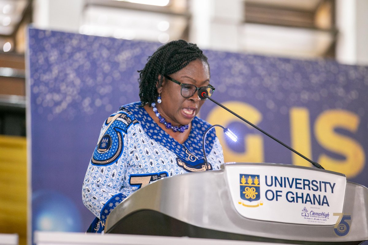 UnivofGh's tweet photo. Registrar of the University, Mrs. Emelia Agyei-Mensah, warmly welcomed distinguished guests and participants to UG and to the #ANYSC.

She also introduced the Chairperson for today's occasion, Justice Barbara F. Ackah-Yensu, who is representing the Chancellor.

#UGANYSC 
#UGIS75 https://t.co/fpSTPDHTkF