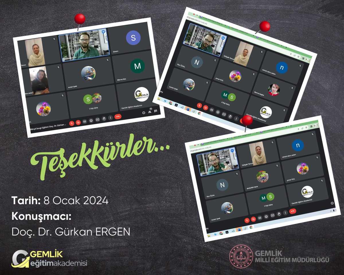 8 Ocak 2024 Pazartesi Eleştirel-Bilinçli Sevgi Eğitimi konusuyla <a href="/onsekizmartuni/">ÇOMÜ</a> Eğitim Fakültesi Eğitimin Felsefi, Sosyal ve Tarihi Temelleri Anabilim Dalı Başkanı Doç. Dr. Gürkan ERGEN <a href="/Ergen1071/">Gürkan ERGEN</a> , <a href="/GemlikMem/">GEMLİK İLÇE MİLLİ EĞİTİM MÜDÜRLÜĞÜ</a> öğretmenlerimizleydi. Hocamıza ve katılımcılarımıza teşekkürler