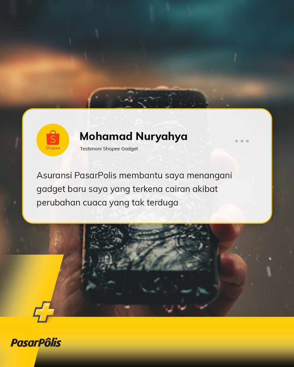 Jangan sampai gadgetmu basah karena hujan! ☔📱 

Dapatkan perlindungan maksimal dengan PasarPolis.

#PasarPolis #PasPolbanget #Asuransi #Finansial #Gadget #Testimoni