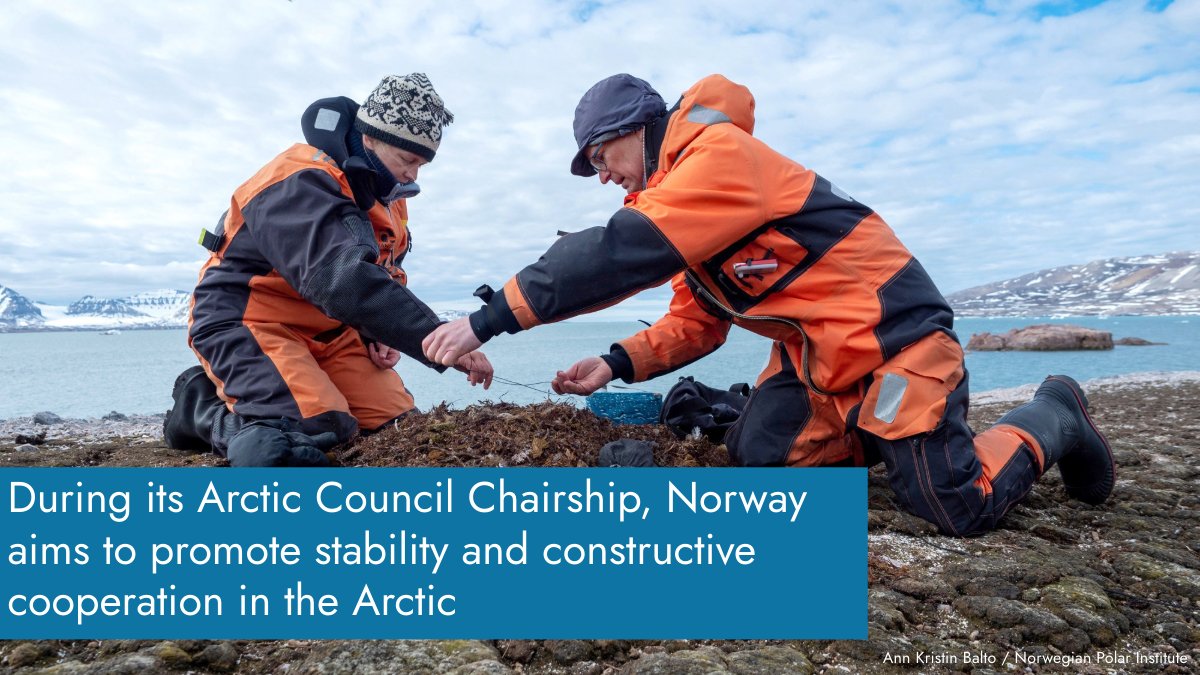 Norway chairs the Arctic Council from 2023-2025 and has 4 priorities:

🌊 The oceans
🍃 Climate and environment
🚢 Sustainable economic development
🏘️ People in the North

Get to know the Norwegian Chairship: arctic-council.org/about/norway-c…