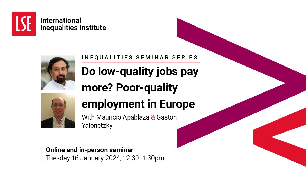 📣 Upcoming seminar Our weekly seminar series is back! Join us next week to hear Mauricio Apablaza & Gaston Yalonetzky discuss poor-quality employment in Europe, chaired by @KirstenSehn. 🌐 Attend online: ow.ly/Xoqa50Qp5xw 🎟️ Attend in-person: ow.ly/AJYH50Qp5xq