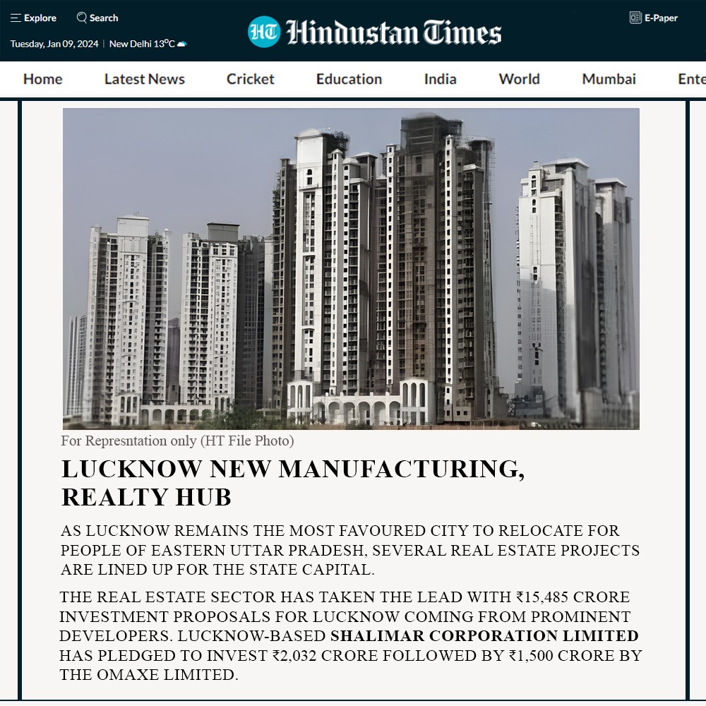 shalimarcorpltd's tweet photo. Transformation of Lucknow from the political nerve centre of the state to an industrial hub.
.
To know more visit - https://t.co/6gOAAWukci
.
#ShalimarCorp #RealEstate #LucknowRealty #Investment https://t.co/bPSESfKo9S