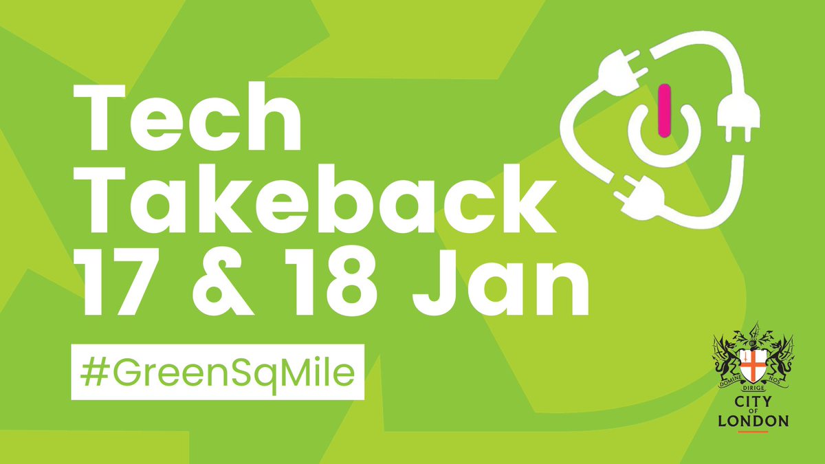 💻Old tech lying around? Not sure what to do with it? ♻️Bring it along to our event with @TechTakeback to safely recycle it. 📅 17 & 18 Jan. 📍 Guildhall 🔗For more info visit bit.ly/3tAxXze #ewaste #techtakeback @cityoflondon @thecityofldn