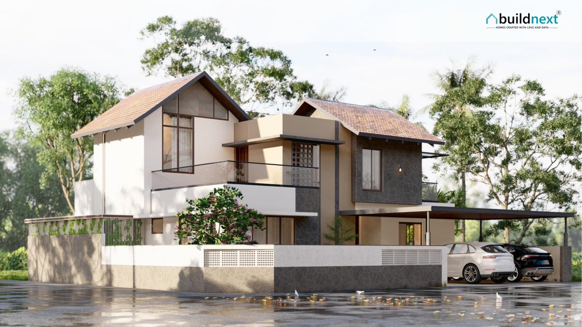 BuildNext's tweet photo. Unveiling the essence of tropical architecture – this fusion masterpiece intertwines earthy allure, stone cladding, and a tranquil neutral palette.
#BuildNext #Construction #homedesign #builder #Kerala #Kochi https://t.co/WdVl5jjkBj