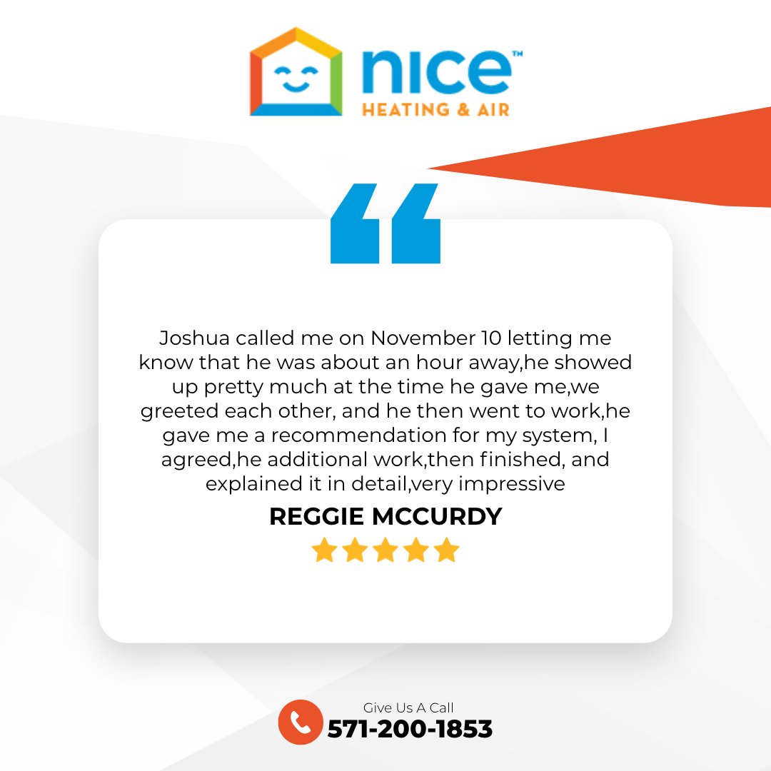 🌟Shoutout to Reggie for the awesome Google review! 🙌✨ Your kind words fuel our passion for excellence in HVAC service. We're thrilled to have you as part of the Nice Heating &amp; Air family! 🤝💙 Have a heating or cooling need? Call us at 571-200-1853.
nicehomeservices.com