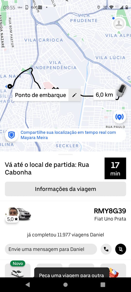 _marjhory's tweet photo. Alô @Uber_Brasil @Uber_Support, meu irmão pediu uma corrida e o motorista não foi até o local de partida, e só se afasta. Isso tá rolando desde as 07h30 da manhã, agora são 09h!! https://t.co/hs2sUT4RcV