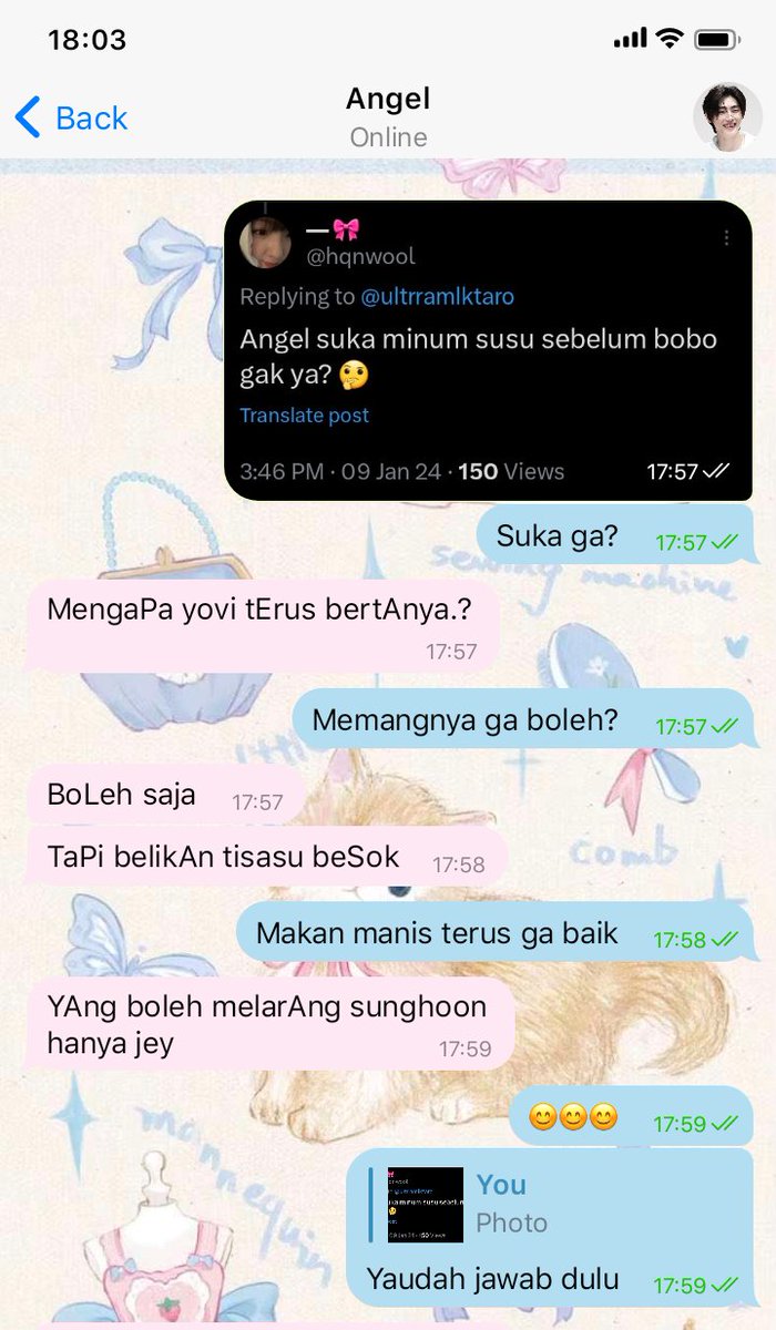 ultrramlktaro's tweet photo. #angeltalk ga suka susu tapi sukanya buah air🥰 https://t.co/4YPxNr0lM9