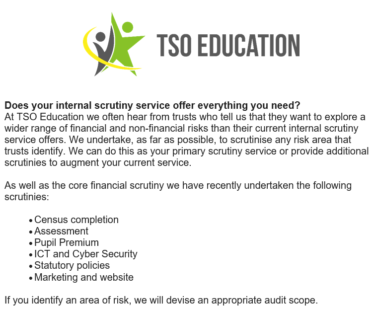 EducationTso's tweet photo. For more information on out bespoke Internal Scrutiny services, please contact peter@tsoeducation.co.uk https://t.co/mbjHJ3PLW8