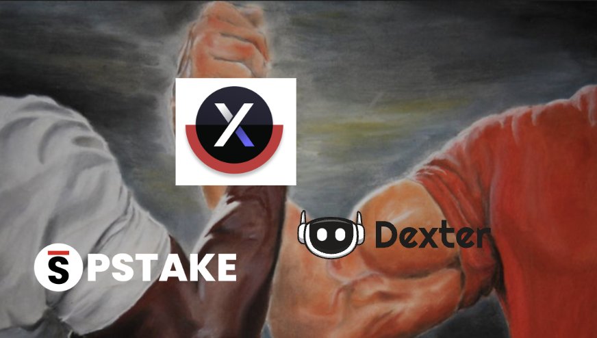 dexter_zone's tweet photo. Being #BuiltOnPersistence will allow Dexter 🤖 to support auto-compounding of stkDYDX by @pStakeFinance in a seamless manner that puts users first.
All $USDC rewards will be converted into $DYDX tokens by swapping on the DYDX/USDC pool on Dexter and then staked every day by pSTAKE.
Everything abstracted away in the background! ✨
#stkYourDYDX