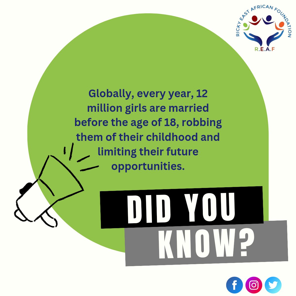 Did you know? Globally, every year, 12 million girls are married before the age of 18, robbing them of their childhood and limiting their future opportunities.
Let's stand against child marriage and empower girls to build their destinies.
#EndChildMarriage #EmpowerGirls
<a href="/UNGEI/">UN Girls' Education Initiative</a>