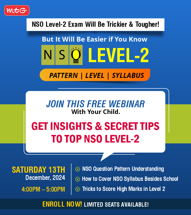 MTGBooks's tweet image. Parents of NSO Level 1 Qualifiers! Are you ready to help your child conquer the NSO Level 2 exam? Know how in our exclusive NSO LEVEL - 2 webinar on 13 Dec from 4 to 5 p.m. Reserve your slot bit.ly/4aRyu08

#webinaralert #nsolevel2exam #olympiadlevel2exam #sofolympiads