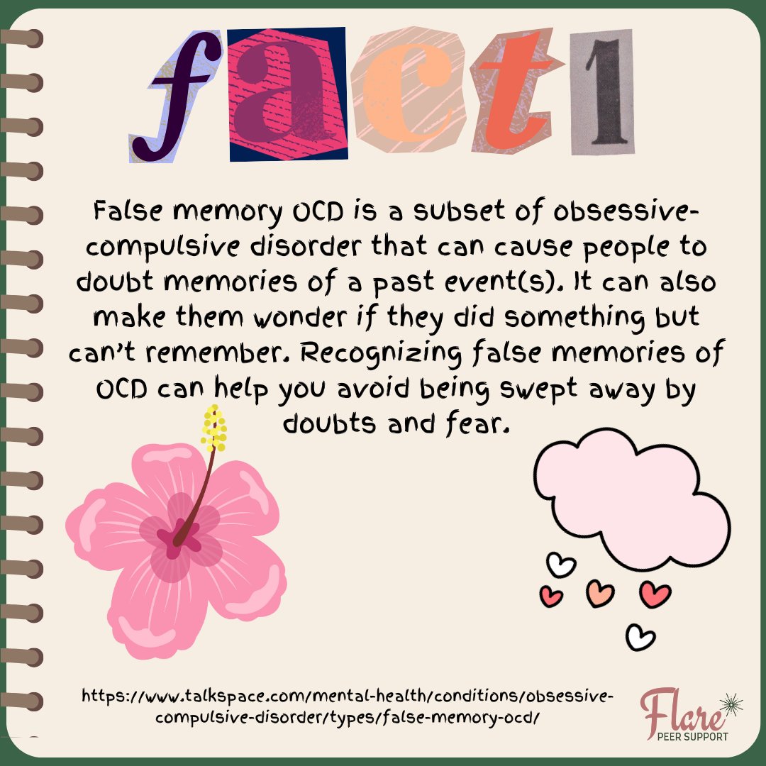 FlareCares's tweet photo. Flare is on a mission to educate and support. Every Friday, we share facts about mental and physical health. This week, let's learn more about False Memory OCD together. 📚
-
#FlarePeerSupport #peersupport #mentalhealth #supportgroup #falsememoryocd https://t.co/o0Ji6Tp2YU