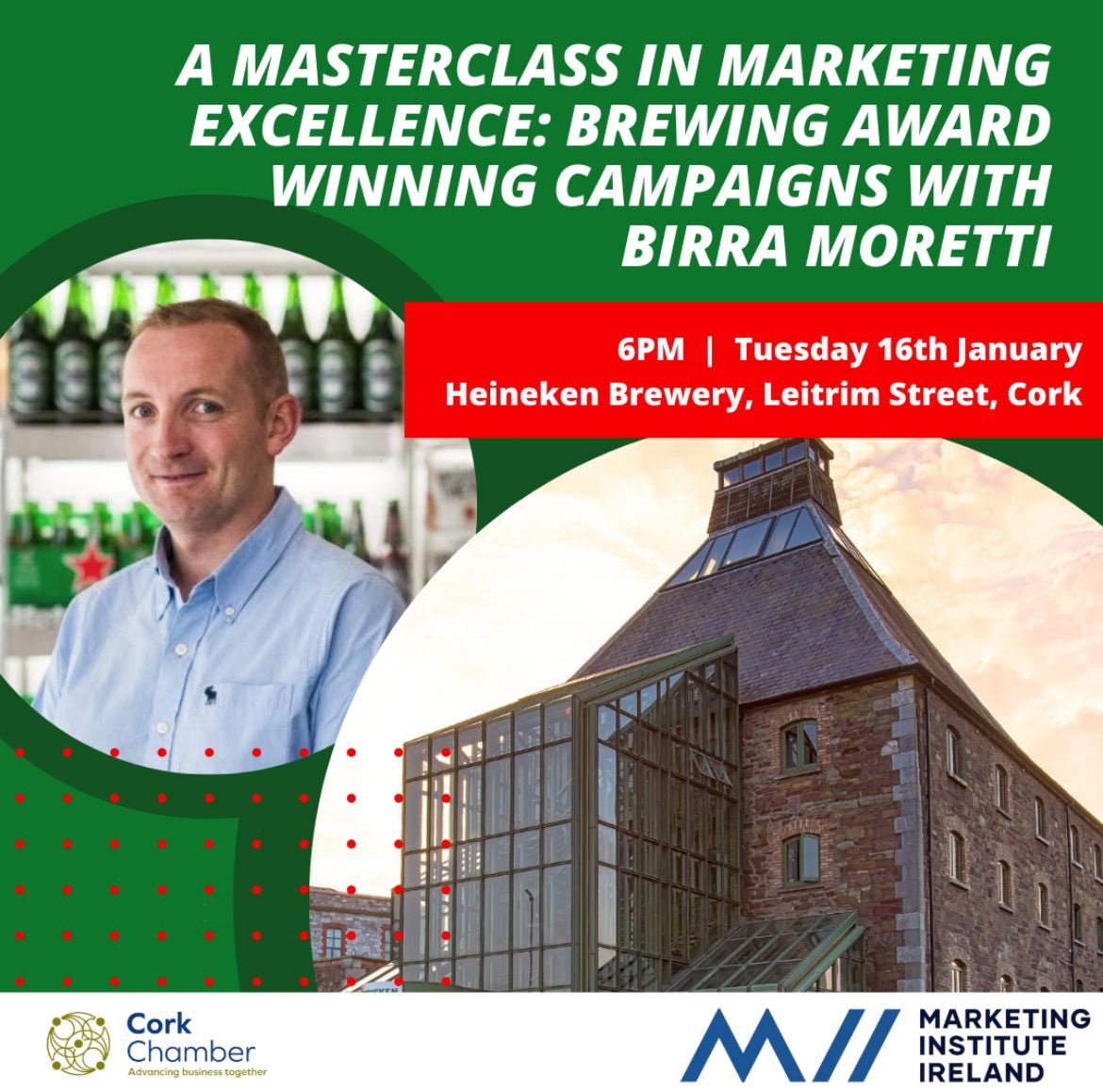miicork's tweet photo. Join us Jan 16, 6pm at the @Heineken Brewery for our first 2024 event with @CorkChamber

Jim Geraghty from @Heineken will share his insights on Birra Moretti’s “Life’s Simple Pleasures” award winning campaign 🏆

🎟️ RSVP Now: https://t.co/WTTAnb5hhj

#MIICork #brandstrategy https://t.co/BhAUmf5hoh