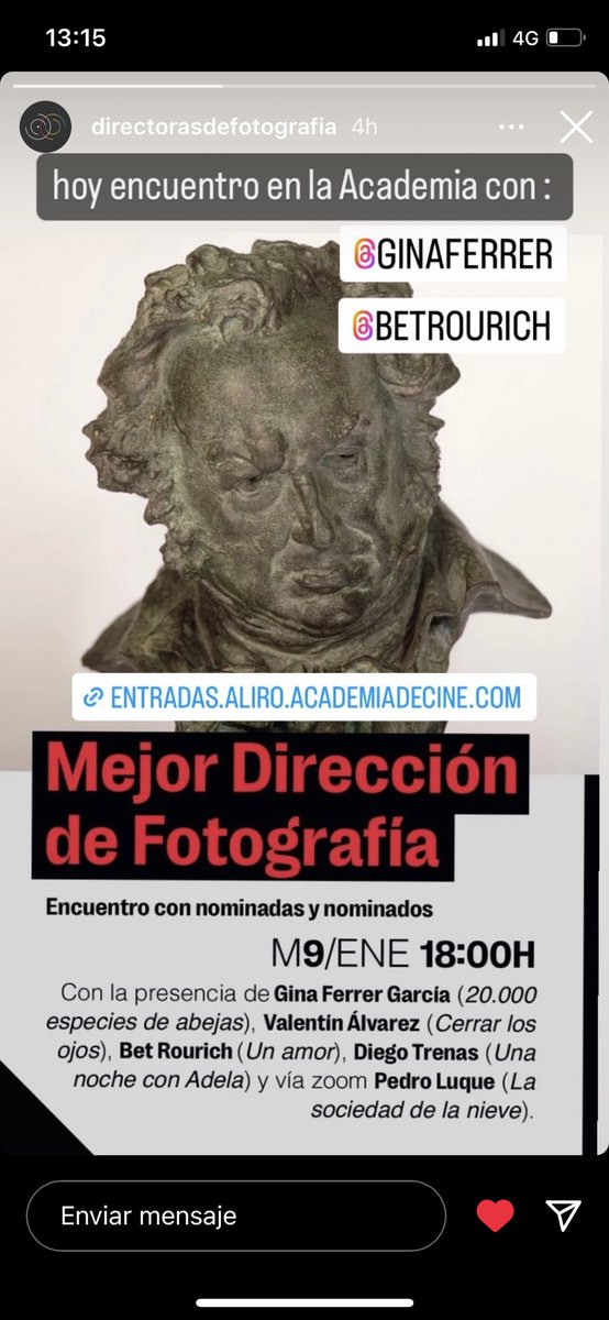 DirectorasDfoto's tweet photo. Hoy encuentro en la @Academiadecine encuentro de nominadas y nominados a Mejor Dirección de Fotografía. 👀🎬🎥🙌🏻 con #GinaFerrer y @betrourich 💪💪💪✨ https://t.co/kofEqT2CCZ