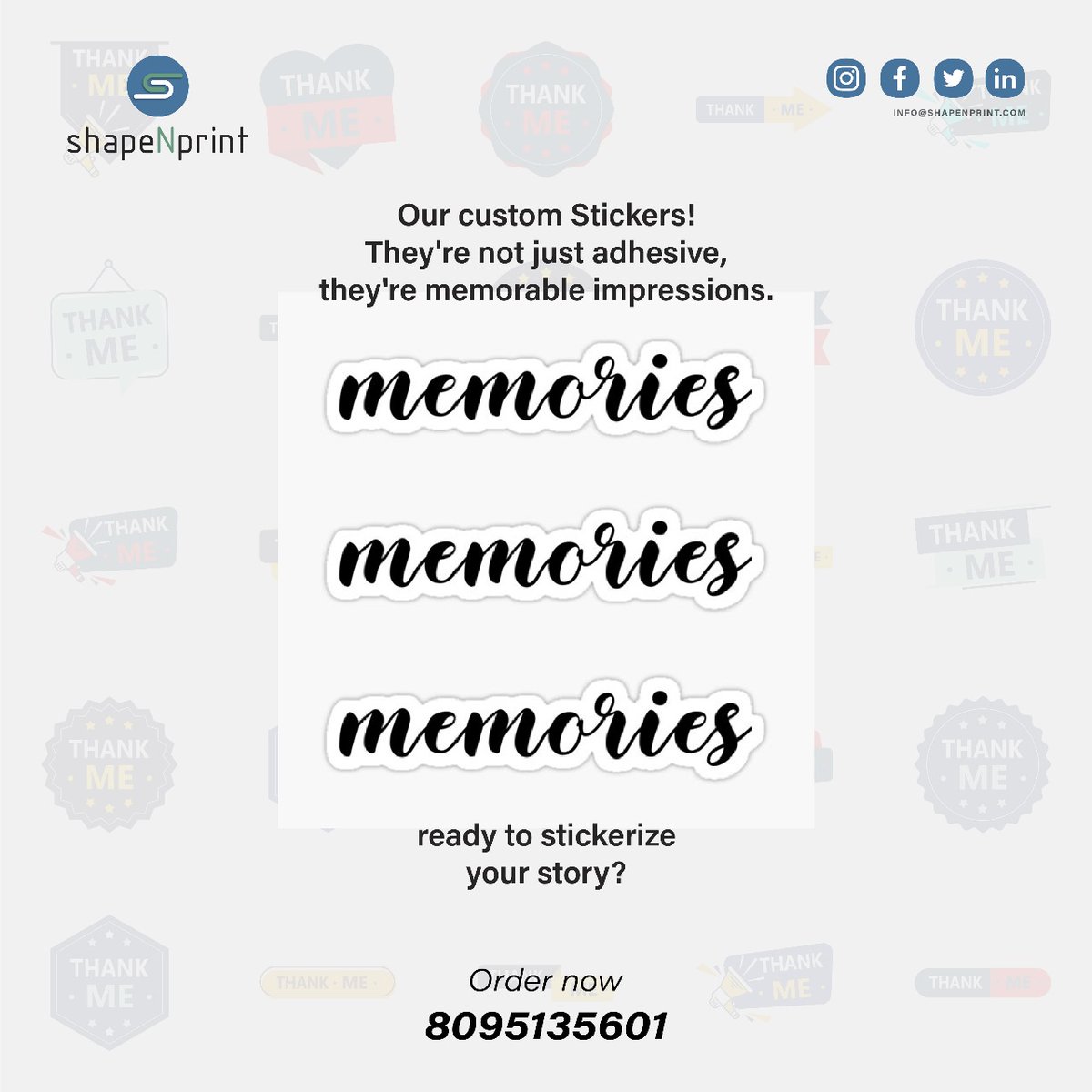 shapeNprint's tweet photo. Our custom Stickers! They're not just adhesive, they're memorable impressions. 

Ready to stickerize your story?

Order now: 8095135601
 #stickers #stickershop #stickerslaps #eventsticker #partystickers #stickerparty #stickerdesign 
#Kalki2898AD #VijaySethupathi #HanumanOnJan12th https://t.co/dIo8dkScwm