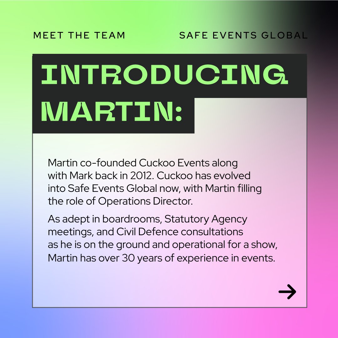 SafeEventsIE's tweet photo. Meet Martin Cullen, Co-founder and Operations Director of Safe Events Global.
#MeetTheTeam #SafeEventsGlobal https://t.co/y98zWDFyGt