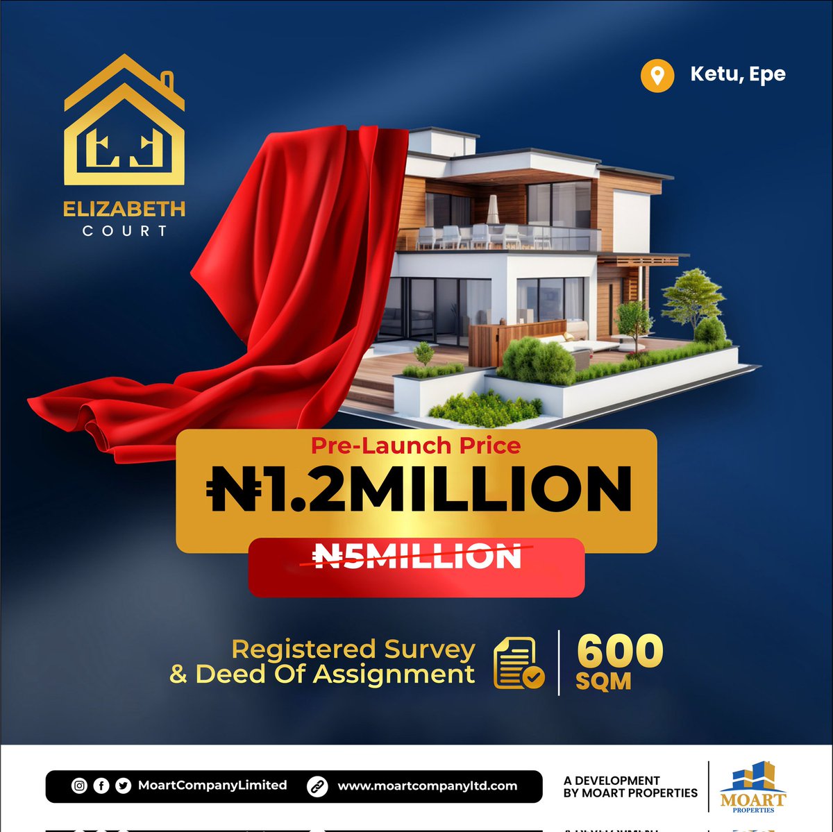 MoartLtd's tweet photo. This property is selling for N5 Million BUT currently going for N1.2 Million.

This is an opportunity to get a 600sqm land within Ketu-Epe, the NEW Lagos.

Don't watch Epe become the new BANANA ISLAND right under your nose.

Send a DM /CALL OR WHATSAPP +2348150849686
#neige https://t.co/zNM4A5GV5B