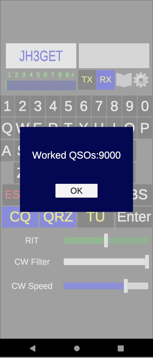 Jh3_get's tweet photo. ボケ防止に去年始めたCW疑似QSOアプリRST599Proでやっと9000 Worked QSO達成できました～ #RST599Pro #CW受信トレーニング #アマチュア無線 https://t.co/EGILEzw30r