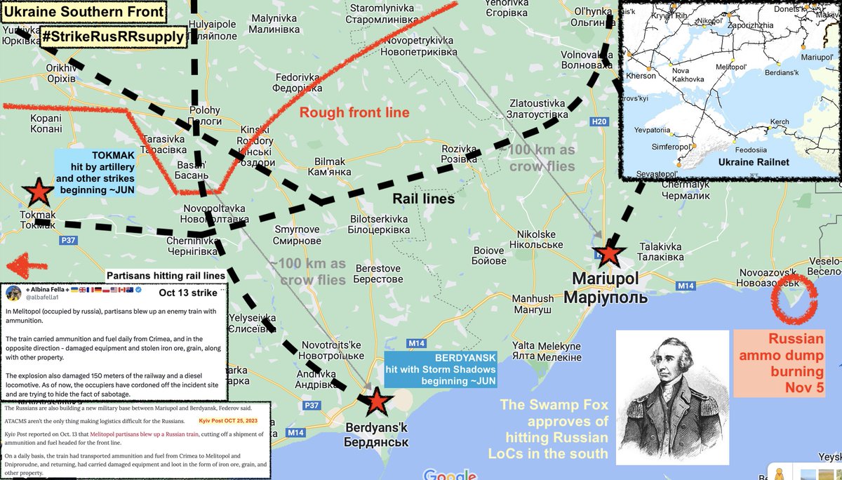 HerrDr8's tweet photo. #TheOrcTriangle #StopRussianSupplyTrains #StrikeRusRRSupply #Streinikov

Agree with @jurgen_nauditt (quoted tweet below). Closing Russian LoCs (specifically railroad lines) was critical to stopping Russian offensive capability early in the conflict. Posted a few bits of analysis regarding it (charts below).

Russian position in Crimea and Southern Ukrainian is HIGHLY dependent on a long, thin, Russian RR line. Will be great to see it finally closed, when NATO supplies enough strike platforms and ammo to do that.