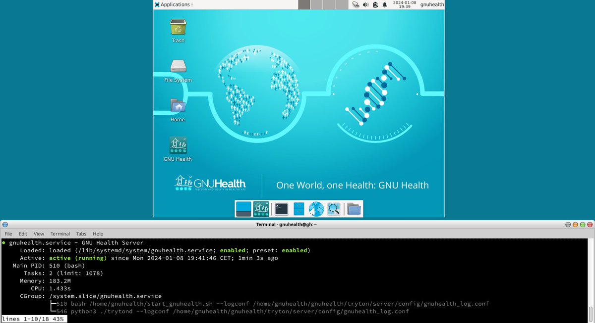Want a ready-to-run #GNUHealth Hospital and Laboratory Management Server ? Get our latest Virtualbox #Debian 12 image, that includes GNUHealth 4.4 and the demo database 🩺🏥😎
#OpenScience #GNU #eHealth #Bioinformatics
