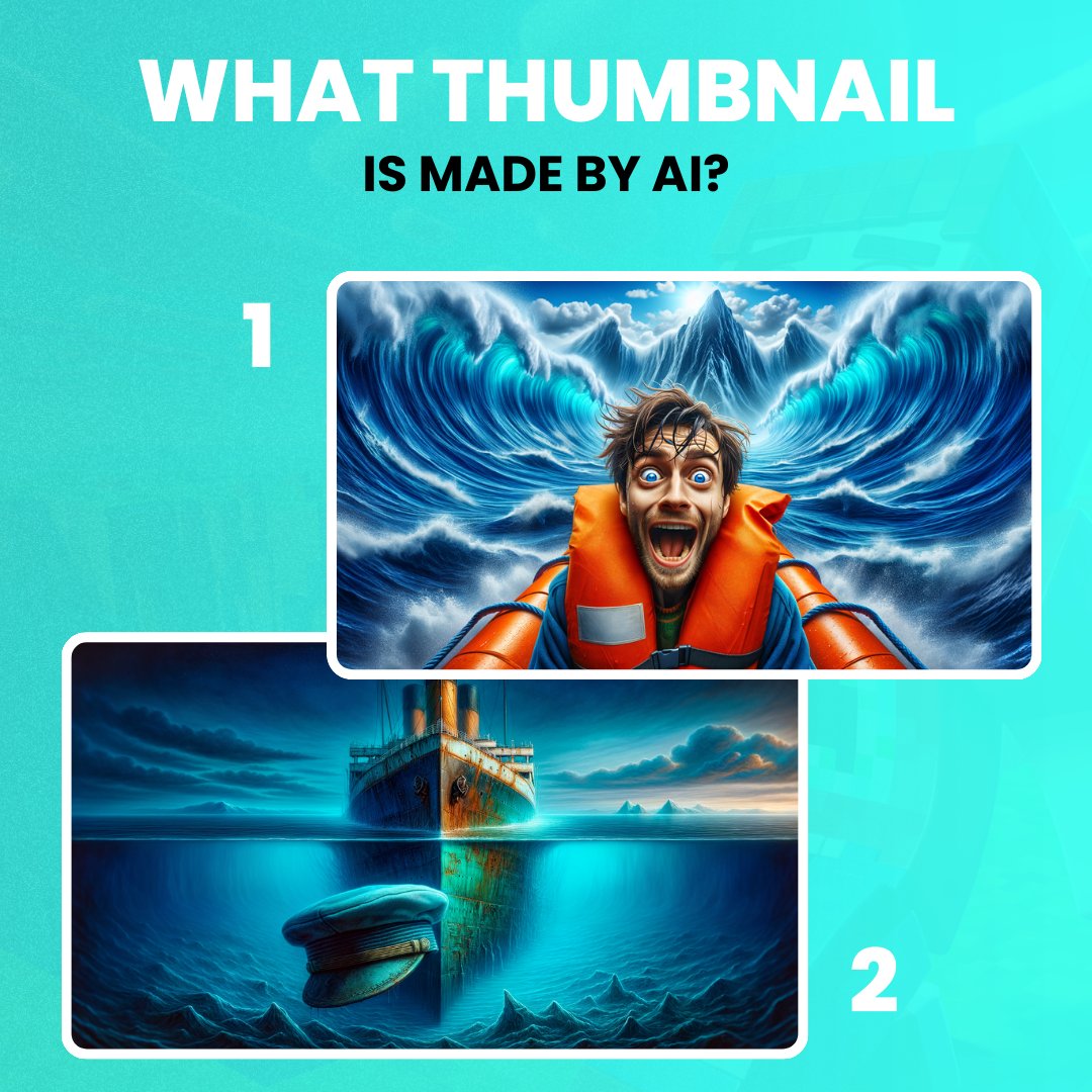 viralthumbnail's tweet photo. What thumbnail is AI? 1️⃣ or 2️⃣ https://t.co/jQeh0XgIP4