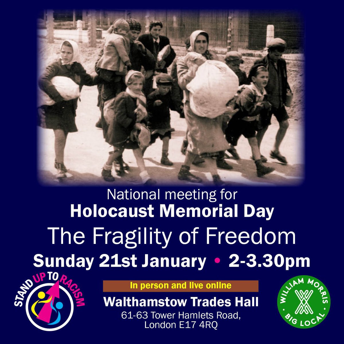 #HolocaustMemorialDay event 

The fragility of freedom - online &amp; in person - Sunday 21 January 

Join on YouTube 👉🏿 youtube.com/live/0ZgXbLQ5B…

Register for in person tickets 👉🏿
is.gd/holocaustmemor…

#NeverAgain