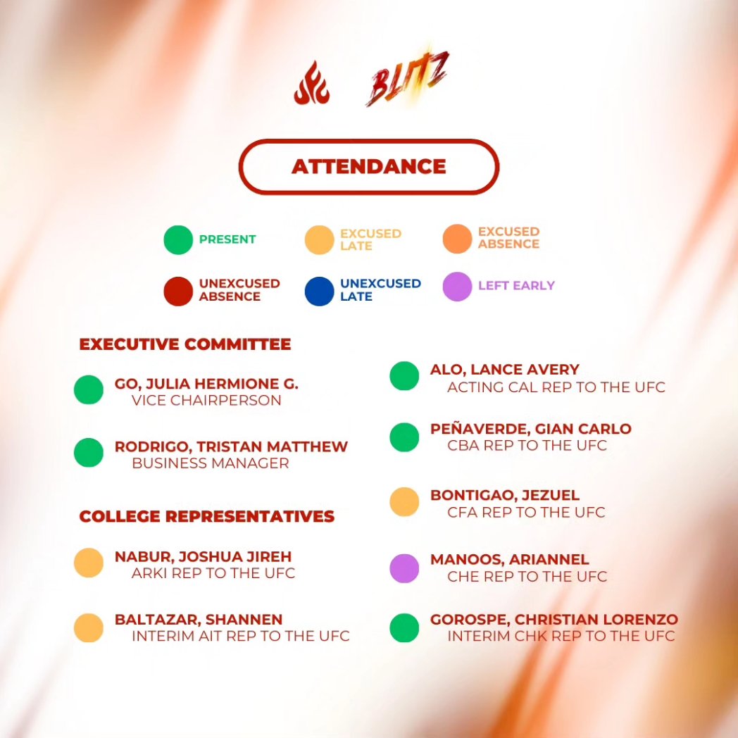 UFCUPDiliman's tweet photo. #GABlitz | UPD UFC General Assembly 0

The UP Diliman University Freshie Council held its General Assembly 0 last December 11, 2023 at 5:05 PM via Zoom

Access the minutes of the meeting here: https://t.co/fqCcecx0R9 

#UFC2324 https://t.co/YepTL5TvW6