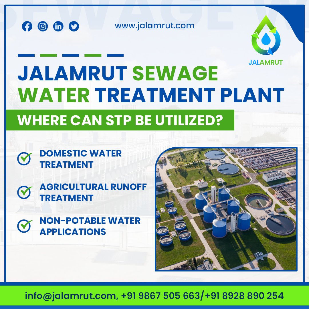 jalamrut's tweet image. Sewage treatment plants (STP) make wastewater safe enough for non-drinkable uses in various industries.

#swtp #stp #jalamrutwatertreatment #WATERTREATMENTSERVICES #WaterTreatmentSolutions #industrialwatertreatment #industrialwatersolutions #watertreatmentcompany #mumbai