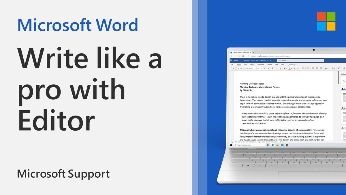 #TechTipsTuesday Microsoft Editor is an A.I.-powered service that can identify issues with anything you type, whether you're writing a Word doc, posting social content, or composing an email.

Watch the video 👉 youtube.com/watch?v=KK6ADQ…