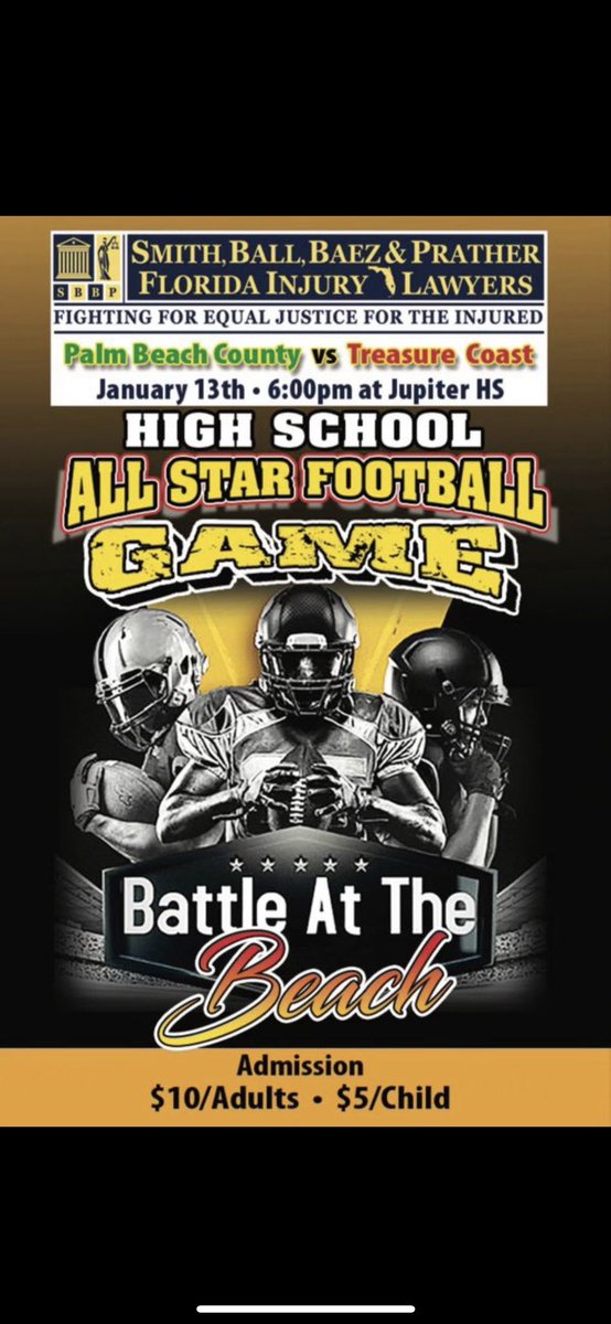 Practice 6-8pm
Monday-Friday‼️
Lake Lytal Field‼️

Blessed for the opportunity to be able to be the DC and LB coach for the Palm Beach County All Star Game‼️ Let’s get it going‼️

<a href="/LBU561/">LBU561</a> 
<a href="/athletix561/">NextUpAthletix561</a> 
<a href="/EraPrep/">New Era Prep</a> <a href="/ESPNWestPalm/">ESPN WEST PALM (106.3 FM)</a> <a href="/ESPNTop63/">ESPN Top 63</a> <a href="/FutureDraftStyl/">FutureDraftStyle</a> <a href="/larryblustein/">Blustein Recruiting</a>
